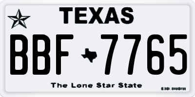TX license plate BBF7765