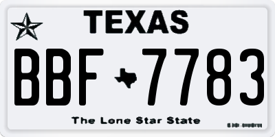 TX license plate BBF7783