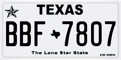 TX license plate BBF7807
