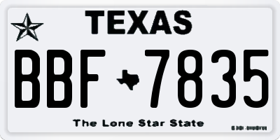 TX license plate BBF7835