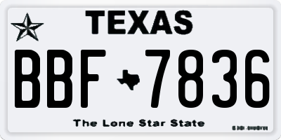 TX license plate BBF7836