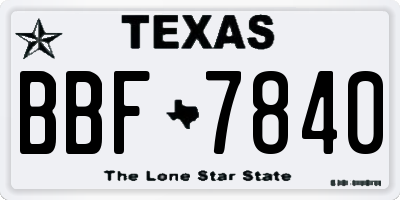 TX license plate BBF7840