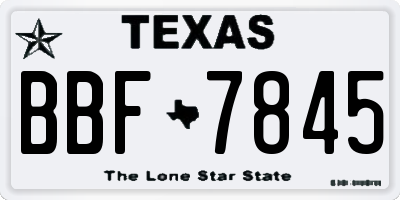 TX license plate BBF7845