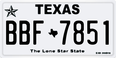 TX license plate BBF7851