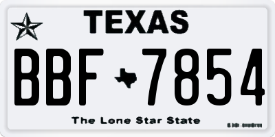 TX license plate BBF7854