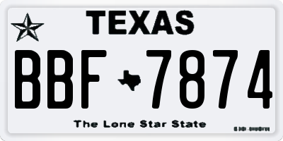 TX license plate BBF7874