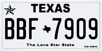 TX license plate BBF7909