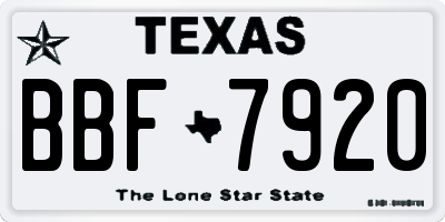 TX license plate BBF7920
