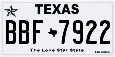 TX license plate BBF7922