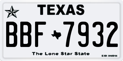TX license plate BBF7932