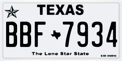 TX license plate BBF7934