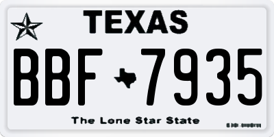 TX license plate BBF7935