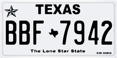 TX license plate BBF7942