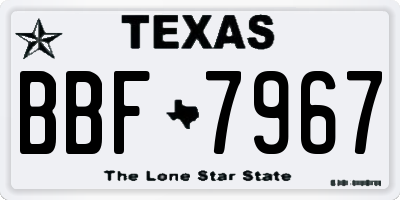 TX license plate BBF7967