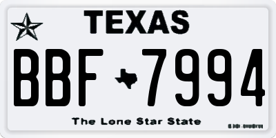TX license plate BBF7994