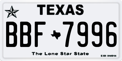 TX license plate BBF7996