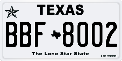 TX license plate BBF8002