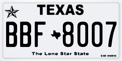 TX license plate BBF8007