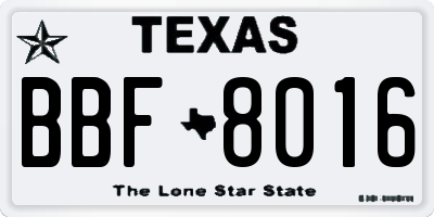 TX license plate BBF8016