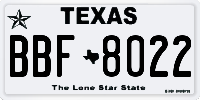 TX license plate BBF8022