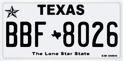 TX license plate BBF8026