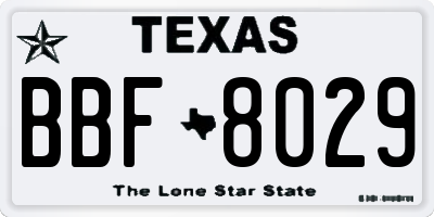 TX license plate BBF8029