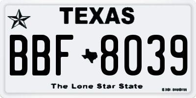 TX license plate BBF8039