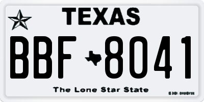 TX license plate BBF8041