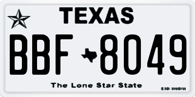 TX license plate BBF8049