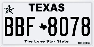 TX license plate BBF8078