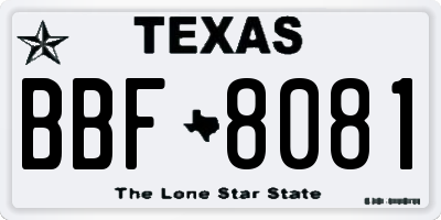 TX license plate BBF8081
