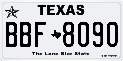 TX license plate BBF8090