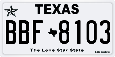 TX license plate BBF8103