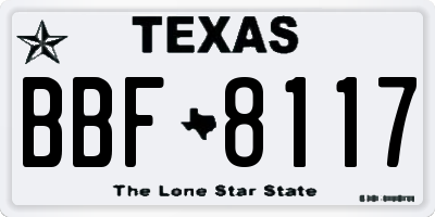TX license plate BBF8117