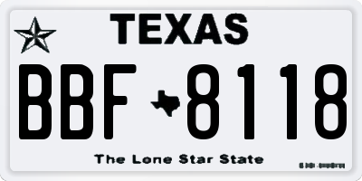 TX license plate BBF8118