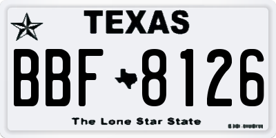TX license plate BBF8126