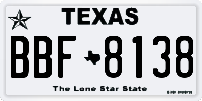 TX license plate BBF8138