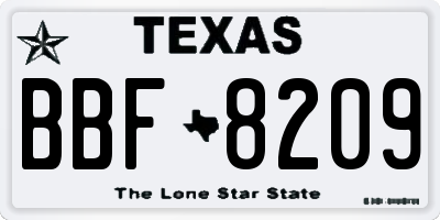 TX license plate BBF8209
