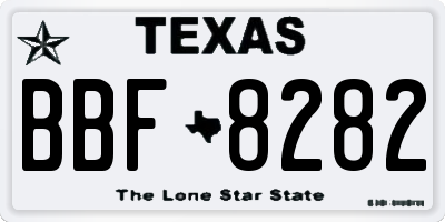 TX license plate BBF8282