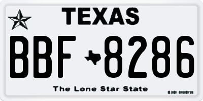 TX license plate BBF8286
