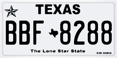 TX license plate BBF8288
