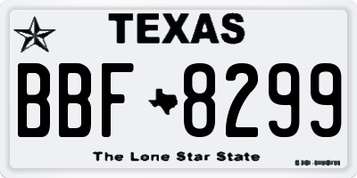 TX license plate BBF8299