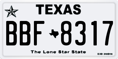 TX license plate BBF8317
