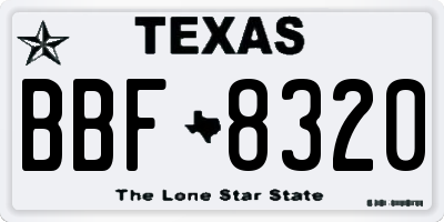 TX license plate BBF8320