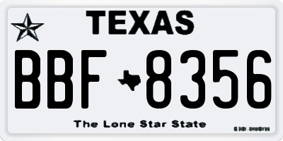 TX license plate BBF8356