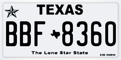 TX license plate BBF8360