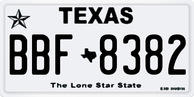 TX license plate BBF8382