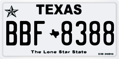 TX license plate BBF8388