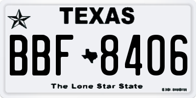 TX license plate BBF8406