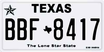 TX license plate BBF8417